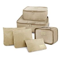 Kit Organizador De Malas 6 Peças + Bolsa Dobrável + Bolsa Porta Sapatos Bege