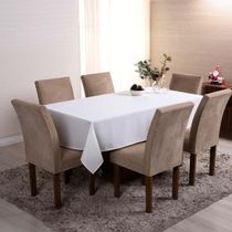Toalha De Mesa Basic Lisa Oxford Decoração 1,45m X 1,40m Para 4 Lugares Palha 100% Poliéster