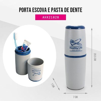 Kit Porta Escova De Dentes + Frascos De Viagem 10 Pcs Azul