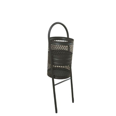 Lixeira Para Calçada De Rua Externa Preta 35x80x35cm