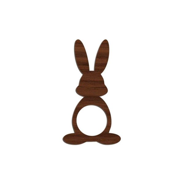 Porta Guardanapo Coelho Frente Kit 4 Peças 5,5cmx10cm- Cria Arte Laser Madeira Escuro