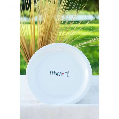 Prato Sobremesa Tenha Fé Em Porcelana Para Presente