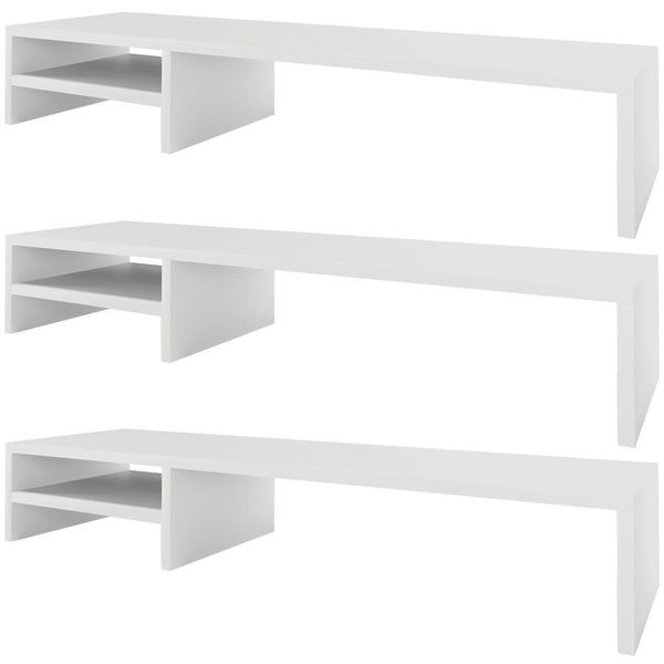 Kit 03 Suportes Para Monitor Stand Home Office Lap 90 Cm L03 Branco - Lyam
