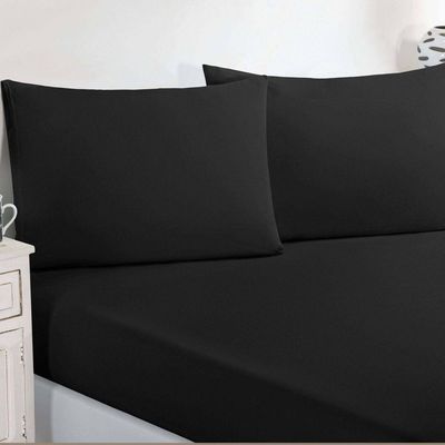 Jogo De Cama Malha Lençol 100% Algodão Gran Moratta 3 Peças Queen - Preto.