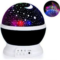 Luminaria Abajur Globo Luz Quarto Criança Projeçao Giratorio Estrelas Festa Preto