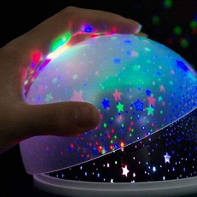 Luminaria Abajur Globo Luz Quarto Criança Projeçao Giratorio Estrelas Festa Preto