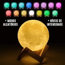Lua 3D Luminaria Bateria Abajur Usb Touch Led Rgb Decoracao
