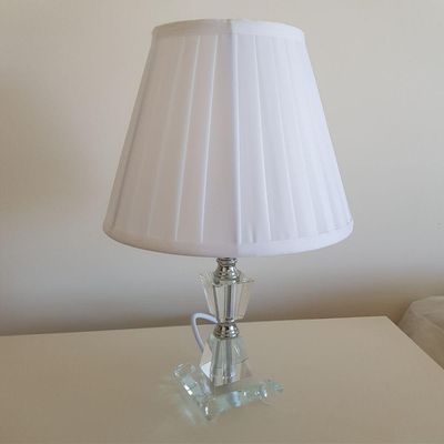 Abajur De Vidro Com Cúpula Tecido Bivolt 35cm