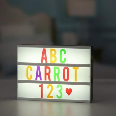 Luminária Led Light Box Letreiro Cinema A4 Letras Coloridas