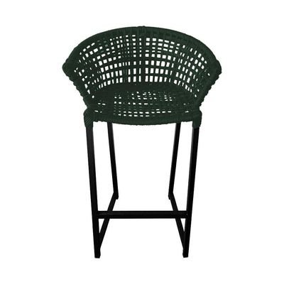Kit 4 Banquetas Reis Em Corda Náutica E Base Em Alumínio Preta Para área Gourmet Verde Musgo Verde