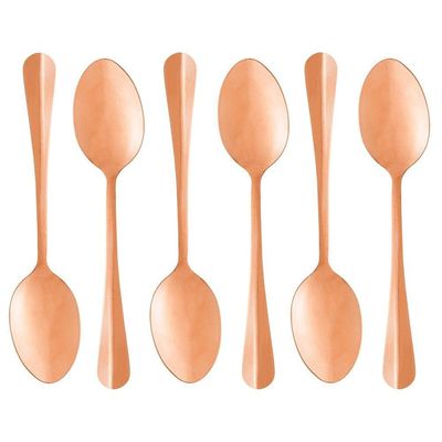 Conjunto Com 06 Colheres Para Mesa De Aço Inox Positano Rosé 18cm 1277 - Lyor