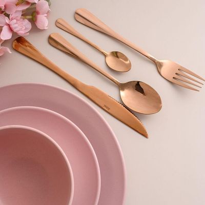 Conjunto Com 06 Colheres Para Mesa De Aço Inox Positano Rosé 18cm 1277 - Lyor