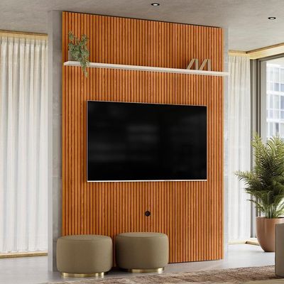 Painel Piso-teto New Interlagos Cinamomo Off White Para Tv Até 75 Madetec Cinamomo Off White