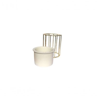 Vaso De Cerâmica Redondo Com Suporte Dourado Dva061 - Gift Home