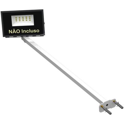 Suporte Refletor Base Reta Braço 70 Cm Branco