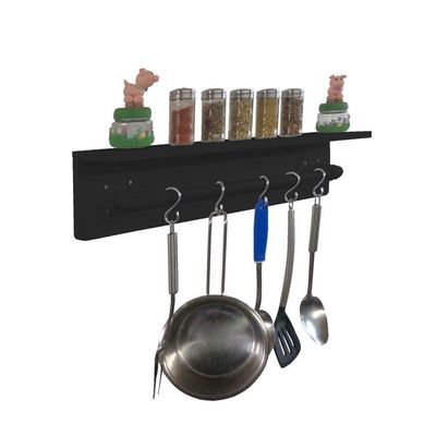 Prateleira Para Temperos E Suporte Utensílios E Panelas Cozinha Estilo Industrial Preto Laca