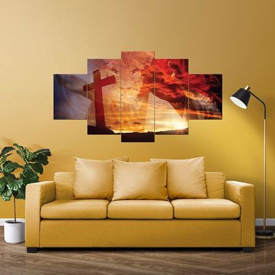 Quadros Decorativos Sala Leão Judá Jesus Cruz Religioso Kit