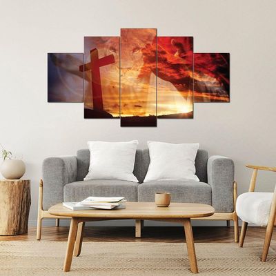 Quadros Decorativos Sala Leão Judá Jesus Cruz Religioso Kit