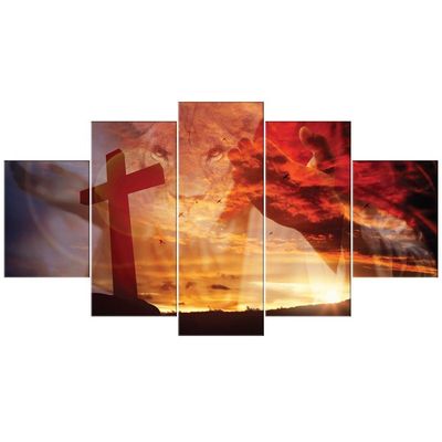Quadros Decorativos Sala Leão Judá Jesus Cruz Religioso Kit