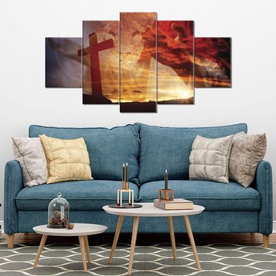 Quadros Decorativos Sala Leão Judá Jesus Cruz Religioso Kit