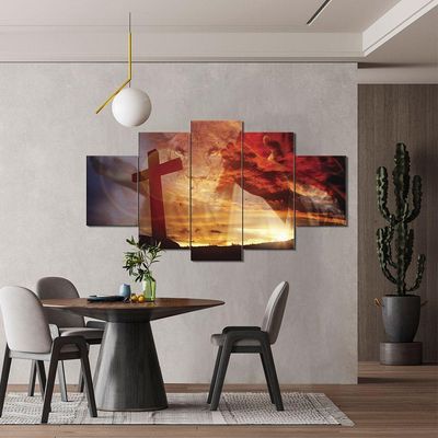 Quadros Decorativos Sala Leão Judá Jesus Cruz Religioso Kit