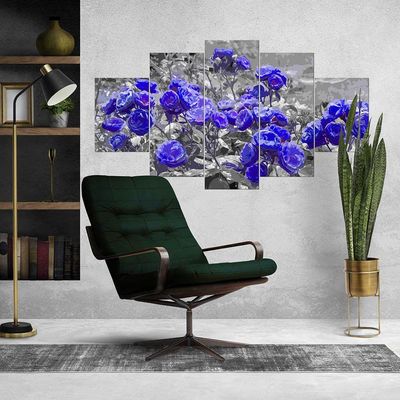 Kit 5 Placa Quadro Decorativo Quarto Sala Flores Vermelha Titulo Rosas Roxas