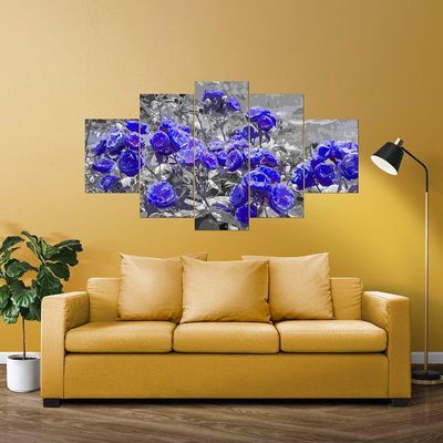 Kit 5 Placa Quadro Decorativo Quarto Sala Flores Vermelha Titulo Rosas Roxas