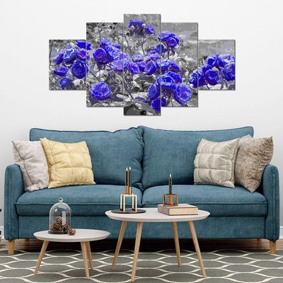 Kit 5 Placa Quadro Decorativo Quarto Sala Flores Vermelha Titulo Rosas Roxas