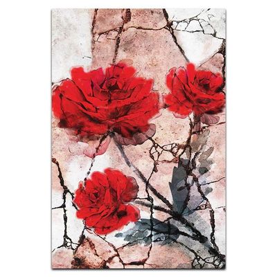 Kit Placas Quadros Decorativos 3 Pçs Mdf 20X30 Floridas Titulo Rosas Vermelhas