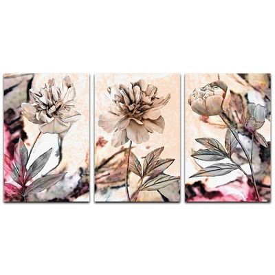 Kit Placas Quadros Decorativos 3 Pçs Mdf 20X30 Floridas Titulo Flores Pastéis