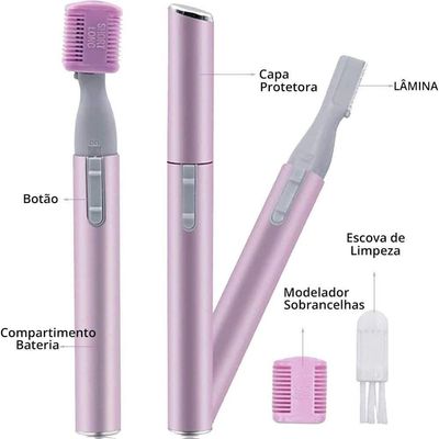 Caneta Apara Pelos Faciais Depilador Profissional Caneta Rosa