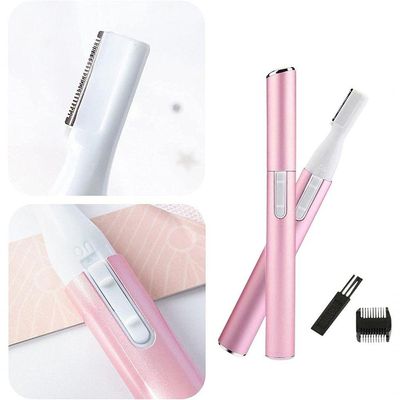 Depilador E Aparador Feminino Sombrancelha Nariz Caneta Rosa
