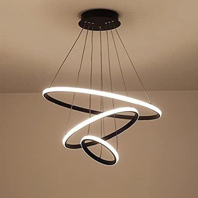 Lustre Pendente Luminaria 3 Em 1 Arcos Aneis Perfil Led Infinito Luxo Casa Sala Estar