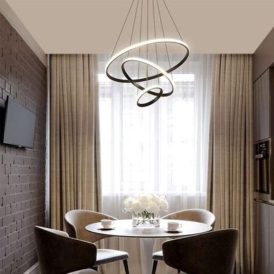 Lustre Pendente Luminaria 3 Em 1 Arcos Aneis Perfil Led Infinito Luxo Casa Sala Estar