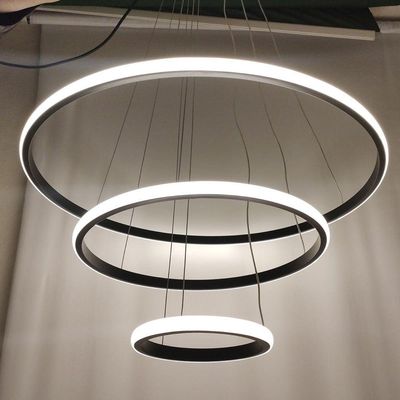 Lustre Pendente Luminaria 3 Em 1 Arcos Aneis Perfil Led Infinito Luxo Casa Sala Estar