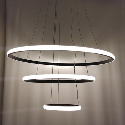Lustre Pendente Luminaria 3 Em 1 Arcos Aneis Perfil Led Infinito Luxo Casa Sala Estar