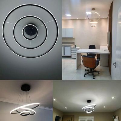 Lustre Pendente Luminaria 3 Em 1 Arcos Aneis Perfil Led Infinito Luxo Casa Sala Estar