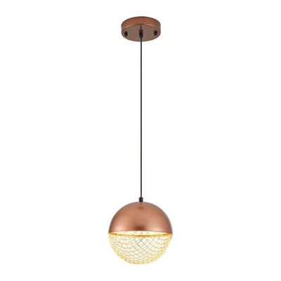 Lustre Pendente Nordecor Rezi 2932 18cm Cobre - Dourado Brilho Led Bivolt