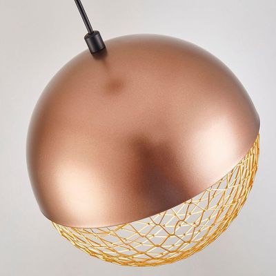 Lustre Pendente Nordecor Rezi 2932 18cm Cobre - Dourado Brilho Led Bivolt