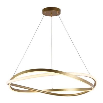 Lustre Pendente Nordecor Euni Odi 2876 80cm Dourado Fosco Led Bivolt