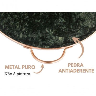 Forma De Pedra Sabão Para Pizza 37 Cm Alças De Cobre Curada