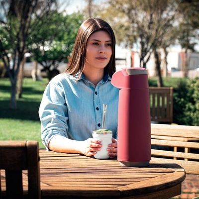 Garrafa Térmica Tramontina Exata Em Plástico Vermelho Com Ampola De Vidro 1,8 L