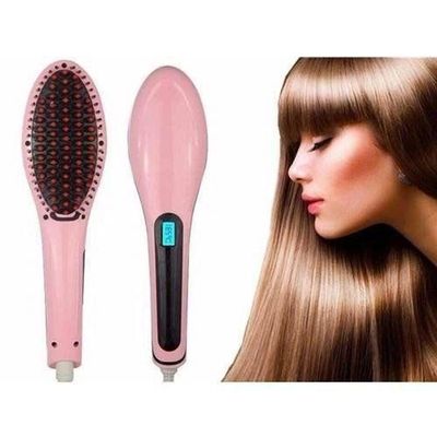 Escova Alisadora De Cabelo Magic Hair Elétrica Bivolt 230º Lcd Rosa Bivolt