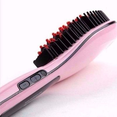 Escova Alisadora De Cabelo Magic Hair Elétrica Bivolt 230º Lcd Rosa Bivolt