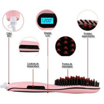 Escova Alisadora De Cabelo Magic Hair Elétrica Bivolt 230º Lcd Rosa