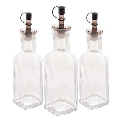 Kit 3 Garrafas Para Azeite De Vidro Com Tampa Lyor 200ml