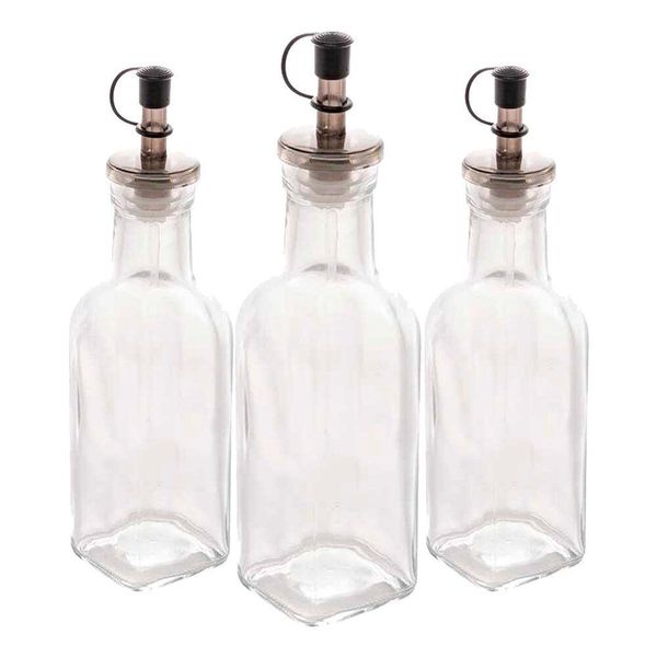 Kit 3 Garrafas Para Azeite De Vidro Com Tampa Lyor 200ml