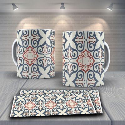 Caneca De Porcelana 325ml Decorada Tribal Tribal 7