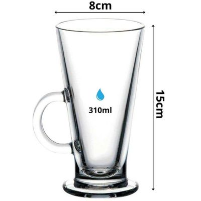 Kit 8 Taças Cappuccino De Vidro Importada Caneca 310ml Coffee