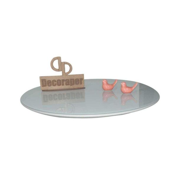 Prato Giratorio Com Vidro Laqueado 70cm Off White